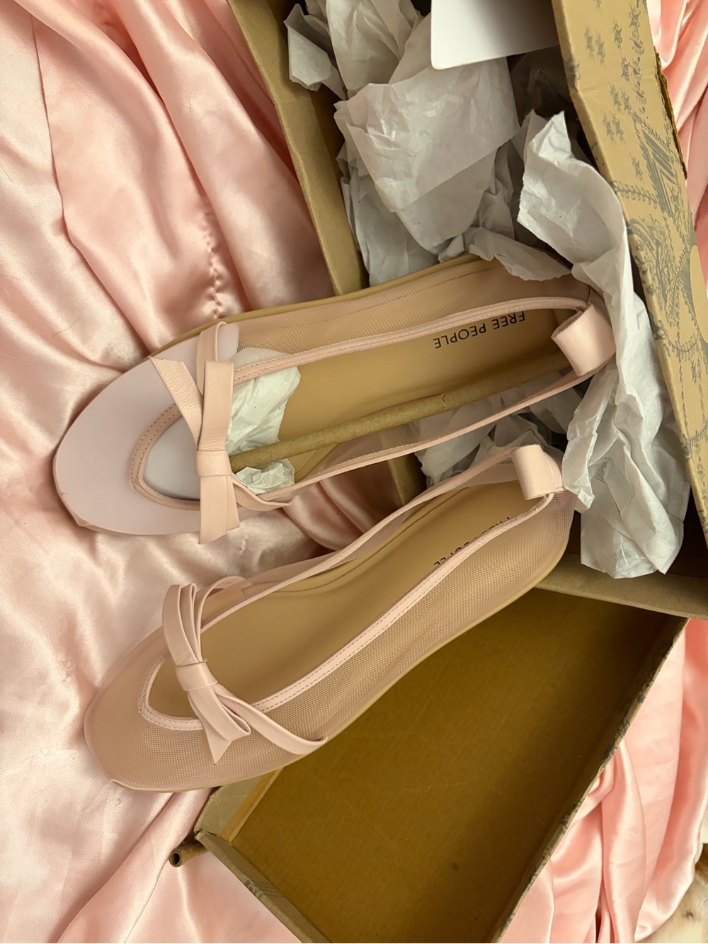 Free People Soft Blush Ballet Flats with Bow